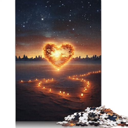 Puzzle für Erwachsene Herz am Strand 1000 Teile Puzzle aus Papier Puzzle für Erwachsene und Kinder ab einem Alter von 10 Jahren anspruchsvolle Puzzles für Erwachsene 1000 Teile (38 x 26 cm) von wuzihanptpt