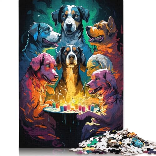 Puzzle für Erwachsene Hundespielkarten 1000-teiliges Puzzle Holzpuzzle für Erwachsene und Kinder ab 10 Jahren anspruchsvolle Puzzles für Erwachsene 1000 Teile (75 x 50 cm) von wuzihanptpt