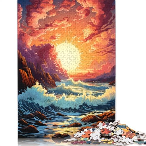 Puzzle für Erwachsene Küste unter Sonnenuntergang Puzzle für Erwachsene 1000 Teile Holzpuzzle Teenager- und Kinderspiel Spielzeug für Erwachsene 1000 Teile (75 x 50 cm) von wuzihanptpt