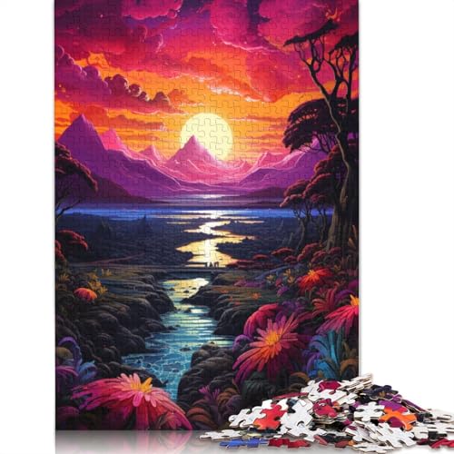 Puzzle für Erwachsene Magische Sonnenuntergangslandschaft Puzzle für Erwachsene 1000 Teile Papierpuzzle für Erwachsene und Kinder ab 10 Jahren Geschenk zum Geburtstag 1000 Teile (38 x 26 cm) von wuzihanptpt