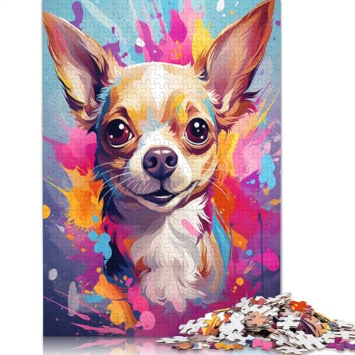 Puzzle für Erwachsene Malen farbenfrohe Chihuahua-Hundekunst 1000 Teile Puzzle aus Papier Puzzle für Erwachsene und Kinder ab einem Alter von 10 Jahren anspruchsvolle Puzzles für Erwachsene von wuzihanptpt