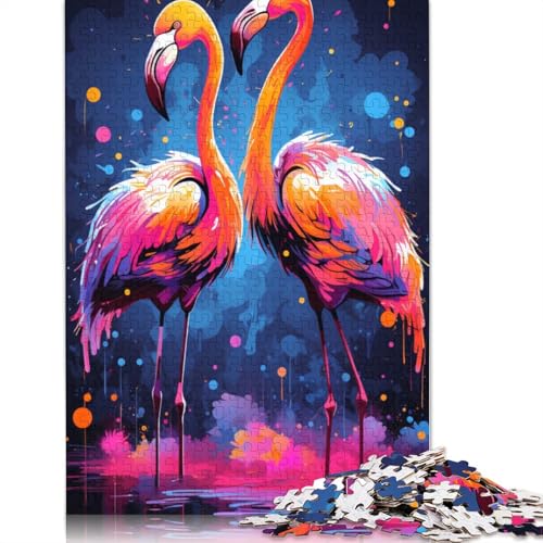 Puzzle für Erwachsene Malen farbenfrohe Flamingo-Kunst 1000 Teile Puzzle aus Papier Puzzle für Erwachsene und Kinder ab einem Alter von 10 Jahren anspruchsvolle Puzzles für Erwachsene von wuzihanptpt