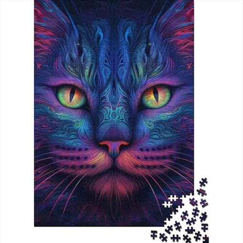 Puzzle für Erwachsene Mysterious Cat 1000-teiliges Puzzle Holzpuzzle für Erwachsene und Jugendliche ab 12 Jahren Heimdekoration Puzzle 1000 Teile (75 x 50 cm) von wuzihanptpt