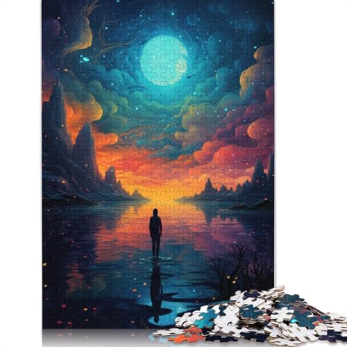 Puzzle für Erwachsene Nachtansicht unter dem Sternenhimmel 1000 Teile Puzzle aus Papier für Erwachsene und Kinder schwierig und herausfordernd 1000 Teile (38 x 26 cm) von wuzihanptpt