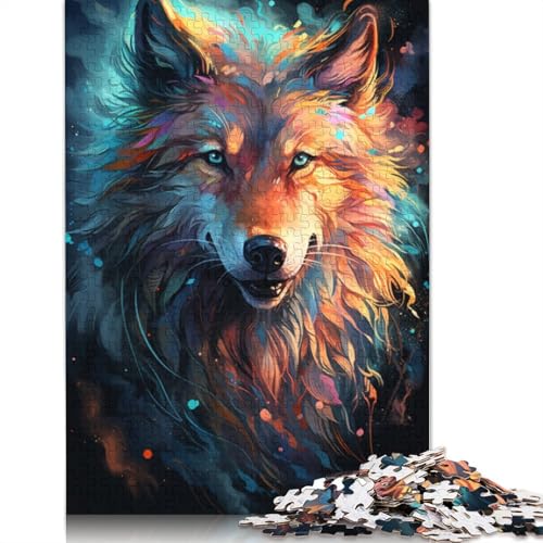 Puzzle für Erwachsene Nebula Wolfs farbenfrohe psychedelische Puzzles für Erwachsene 1000-teiliges Holzpuzzle für Erwachsene und Kinder ab 10 Jahren Denksportspiel 1000 Teile (75 x 50 cm) von wuzihanptpt