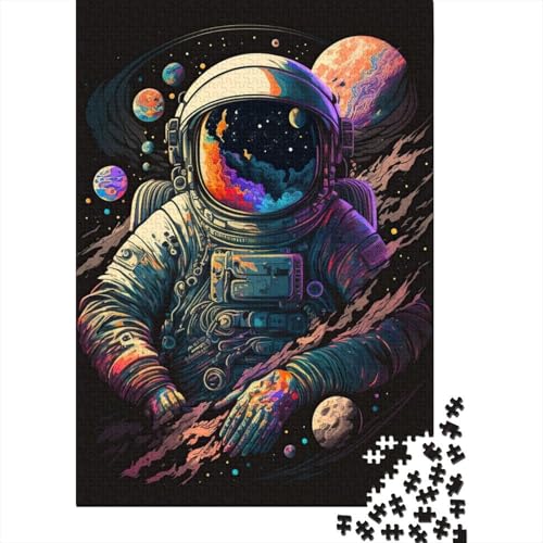 Puzzle für Erwachsene Neon-Astronaut 1000-teiliges Puzzle Holzpuzzle für Erwachsene und Jugendliche ab 12 Jahren Lernspielzeug Familienspiele 1000 Teile (75 x 50 cm) von wuzihanptpt