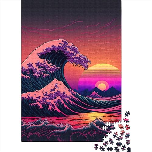 Puzzle für Erwachsene Ozeanwellen Japan Puzzle für Erwachsene 500 Teile Holzpuzzle für Erwachsene und Jugendliche ab 12 Jahren Lernspiele für Erwachsene 500 Teile (52 x 38 cm) von wuzihanptpt