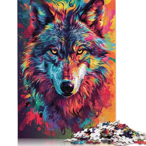 Puzzle für Erwachsene Psychedelischer bunter Planet Wolf 1000 Teile Puzzle für Erwachsene und Kinder Papierpuzzle für Erwachsene und Kinder Lernspiel Herausforderungsspielzeug 1000 Teile (38 x 26 cm) von wuzihanptpt