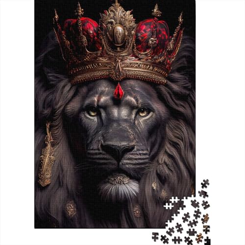 Puzzle für Erwachsene Schwarzer König der Löwen oder Rotes Puzzle 1000 für Erwachsene und Jugendliche schwierige und anspruchsvolle Holzbrettpuzzles 1000 Teile (75 x 50 cm) von wuzihanptpt