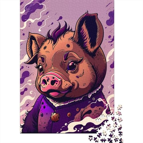 Puzzle für Erwachsene Schweinchen-Magier 1000 Teile für Erwachsene geeignet für Erwachsene und Jugendliche ab 12 Jahren Holzbrett-Puzzle lustige Puzzle-Spiele 1000 Teile (75 x 50 cm) von wuzihanptpt