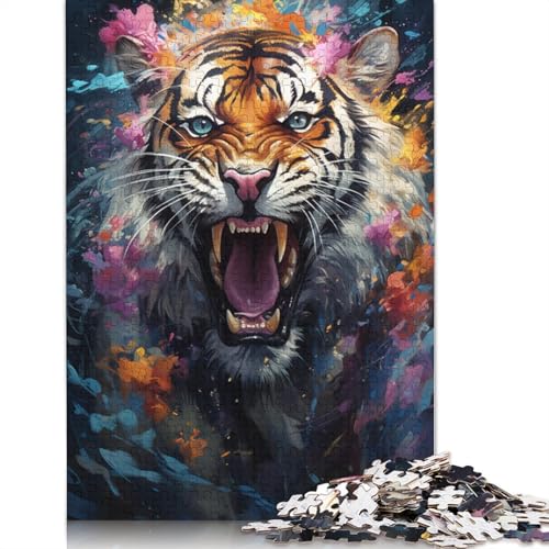 Puzzle für Erwachsene Sternenhimmel-Malerei Tiger 1000-teilig Puzzle für Erwachsene Holzpuzzle für Erwachsene und Kinder schwierige und schwere Puzzles für Frauen und Männer 1000 Teile (75 x 50 cm) von wuzihanptpt