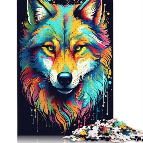 Puzzle für Erwachsene Straßenpuzzle mit Buntem Wolf 1000-teilig Papierpuzzle für Jugendliche und Kinder Spielspielzeug für Erwachsene 1000 Teile (38 x 26 cm) von wuzihanptpt