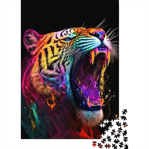 Puzzle für Erwachsene Tiger buntes Tier-Puzzle 500-teiliges Puzzle für Erwachsene und Jugendliche Holzpuzzle für Erwachsene und Jugendliche ab 12 Jahren anspruchsvolles Spiel 500 Teile (52 x 38 cm) von wuzihanptpt