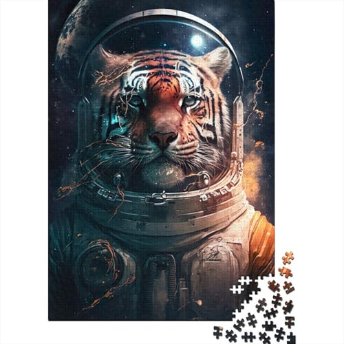 Puzzle für Erwachsene Tiger im Weltraum Puzzle für Erwachsene 300 Teile Holzpuzzle für Erwachsene und Jugendliche ab 12 Jahren Lernspiele für Erwachsene 300 Teile (40 x 28 cm) von wuzihanptpt