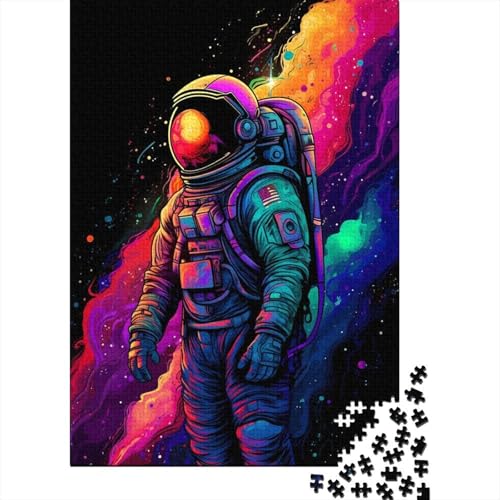 Puzzle für Erwachsene Weltraum-Astronaut 1000-teiliges Puzzle Holzpuzzle für Erwachsene und Jugendliche ab 12 Jahren Lernspielzeug Familienspiele 1000 Teile (75 x 50 cm) von wuzihanptpt