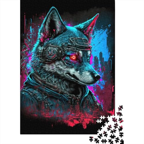 Puzzle für Erwachsene Wolf Neon 300-teiliges Puzzle Holzpuzzle für Erwachsene und Jugendliche ab 12 Jahren Heimdekoration Puzzle 300 Teile (40 x 28 cm) von wuzihanptpt