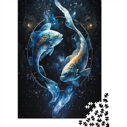 Puzzle für Erwachsene Zwei Fische 300 Teile für Erwachsene geeignet für Erwachsene und Jugendliche ab 12 Jahren Holzbrett-Puzzle lustige Puzzle-Spiele 300 Teile (40 x 28 cm) von wuzihanptpt