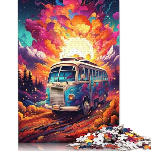 Puzzle für Erwachsene bizarrer farbenfroher Bus Puzzle für Erwachsene 1000 Teile Papierpuzzle Teenager- und Kinderspiel Spielzeug für Erwachsene 1000 Teile (38 x 26 cm) von wuzihanptpt