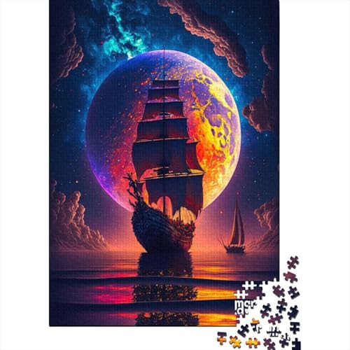 Puzzle für Erwachsene bunte Segelboote (12) 1000 Teile Puzzle aus Holz Puzzle für Erwachsene Teenager ab 12 Jahren Lernspiel 1000 Teile (75 x 50 cm) von wuzihanptpt