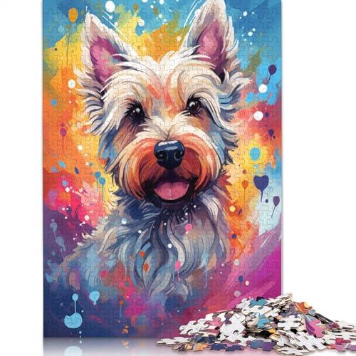 Puzzle für Erwachsene bunter Psychedelischer Scottish Terrier 1000 Teile Puzzle für Erwachsene Geschenke Holzpuzzle für Kinder ab Jahren Lernspiel Herausforderungsspielzeug 1000 Teile (75 x 50 cm) von wuzihanptpt