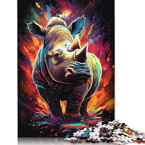 Puzzle für Erwachsene buntes Nashorn 1000 Teile Puzzle aus Holz für Erwachsene und Kinder ab Jahren anspruchsvolles Spielzeug 1000 Teile (75 x 50 cm) von wuzihanptpt