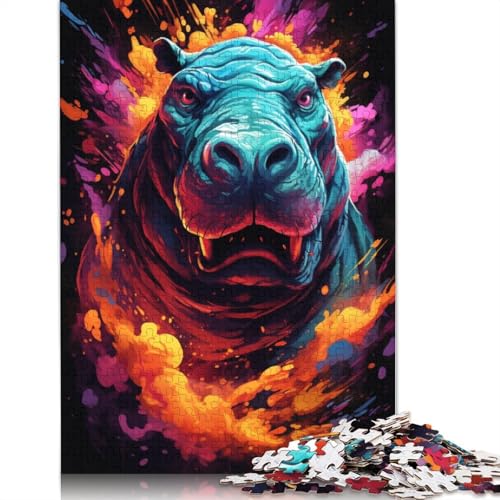 Puzzle für Erwachsene buntes Nilpferd-Puzzle für Erwachsene 1000 Teile Papierpuzzle für Erwachsene und Kinder ab 10 Jahren Denksportspiel 1000 Teile (38 x 26 cm) von wuzihanptpt