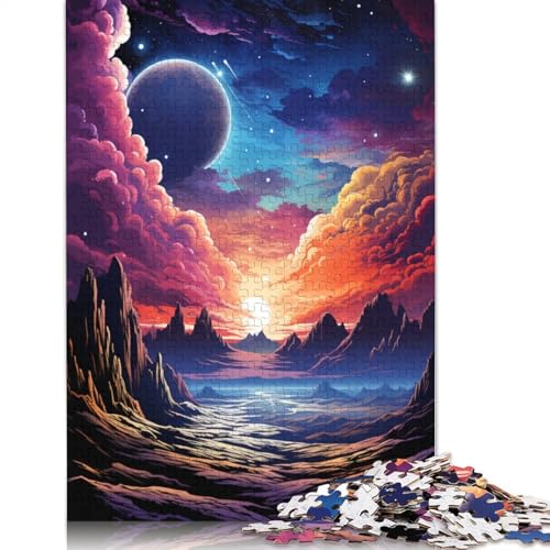 Puzzle für Erwachsene farbenfrohe Planetenlandschaft Puzzle für Erwachsene 1000 Teile Holzpuzzle für Erwachsene und Kinder ab 10 Jahren Denksportspiel 1000 Teile (75 x 50 cm) von wuzihanptpt