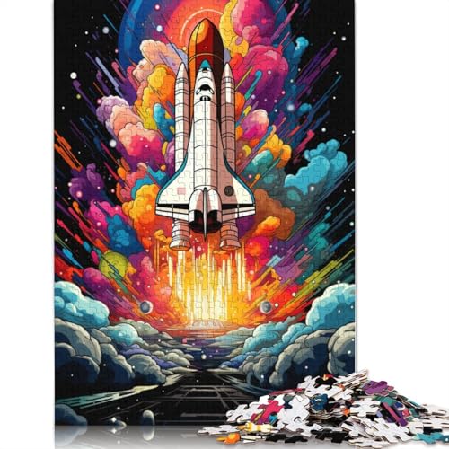 Puzzle für Erwachsene farbenfrohe Psychedelia eines Raumschiffs 1000 Teile Puzzle für Erwachsene und Familien Holzpuzzle Lernspiel 1000 Teile (75 x 50 cm) von wuzihanptpt