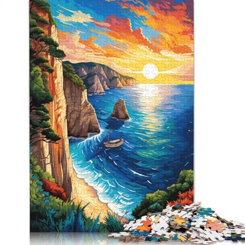 Puzzle für Erwachsene farbenfrohe Psychedelia in Navagio Griechenland 1000-teiliges Puzzle für Erwachsene und Kinder Holzpuzzle für Erwachsene und Kinder Lernspiel Herausforderungsspielzeug von wuzihanptpt