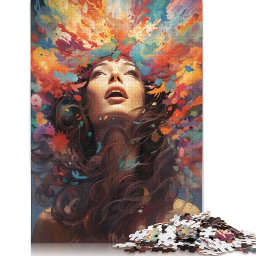 Puzzle für Erwachsene farbenfrohe Psychedelie Einer schönen Frau 1000 Teile Puzzle für Erwachsene und Kinder Papierpuzzle für Erwachsene und Kinder Lernspiel Herausforderungsspielzeug von wuzihanptpt