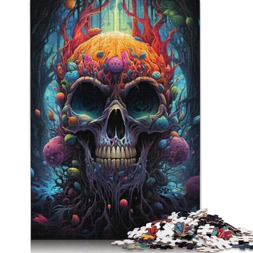 Puzzle für Erwachsene farbenfrohe Psychedelie mit mysteriösen Totenköpfen Puzzle für Erwachsene 1000 Teile Papierpuzzle für Erwachsene und Kinder ab 10 Jahren Geschenk zum Geburtstag von wuzihanptpt