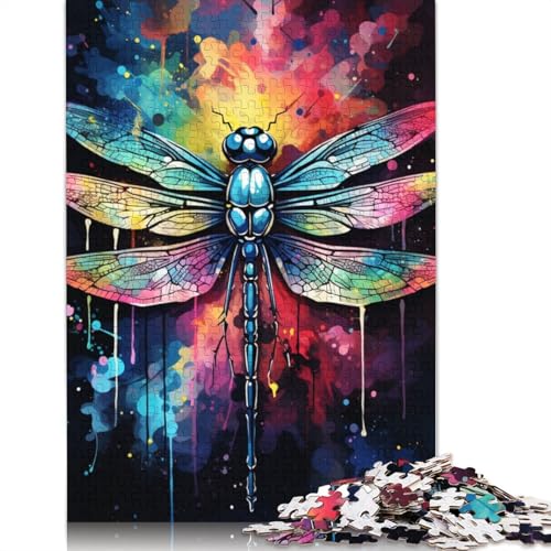 Puzzle für Erwachsene farbenfrohe psychedelische Galaxie-Libelle 1000 Teile Puzzle für Erwachsene und Familien Holzpuzzle Lernspiel 1000 Teile (75 x 50 cm) von wuzihanptpt