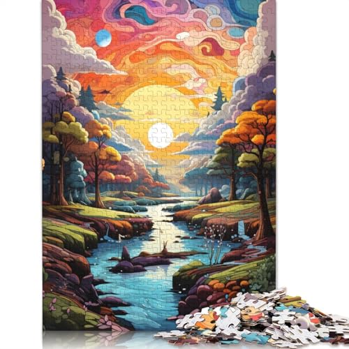 Puzzle für Erwachsene farbenfrohe psychedelische Landschaft 1000 Teile Puzzle für Erwachsene und Kinder Holzpuzzle für Erwachsene und Kinder ab 10 Jahren tolles Geschenk für Erwachsene von wuzihanptpt