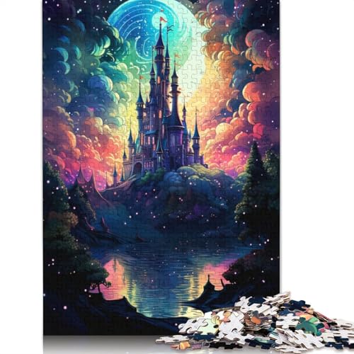 Puzzle für Erwachsene farbenfrohe psychedelische Nacht im Fantasy-Schloss Puzzle für Erwachsene 1000 Teile Papierpuzzle für Erwachsene und Kinder ab 10 Jahren Denksportspiel 1000 Teile (38 x 26 cm) von wuzihanptpt