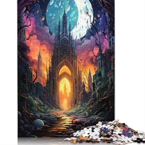 Puzzle für Erwachsene farbenfrohe psychedelische Weltraumkathedrale Puzzle für Erwachsene 1000 Teile Holzpuzzle Teenager- und Kinderspiel Spielzeug für Erwachsene 1000 Teile (75 x 50 cm) von wuzihanptpt