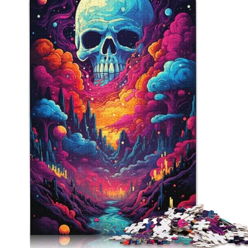 Puzzle für Erwachsene farbenfrohe und psychedelische Welt der Skelette Puzzle für Erwachsene 1000 Teile Holzpuzzle für Erwachsene und Kinder ab Alter Geschenk zum Geburtstag 1000 Teile (75 x 50 cm) von wuzihanptpt