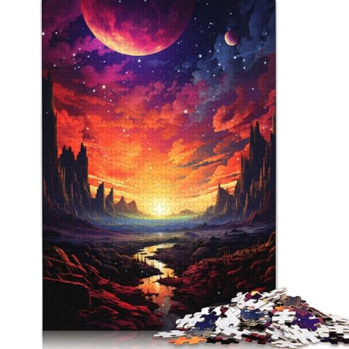 Puzzle für Erwachsene farbenfroher Fantasie-Sonnenuntergang Sternenhimmel 1000 Teile Puzzle aus Holz für Erwachsene und Kinder ab einem Alter von 75 x 50 cm anspruchsvolle Puzzles für Erwachsene von wuzihanptpt