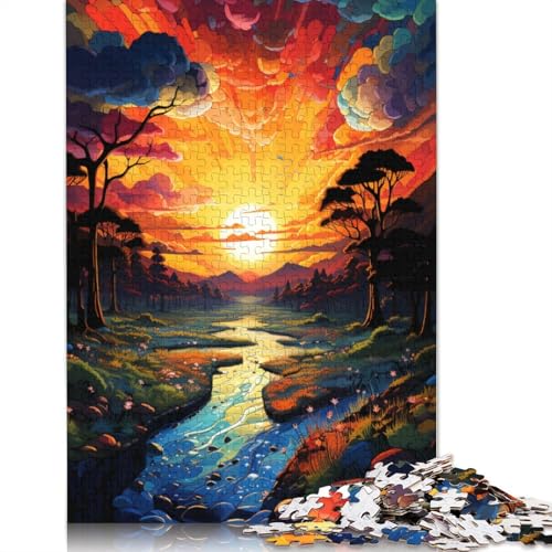 Puzzle für Erwachsene farbenfroher Fantasie-Sonnenuntergangsfluss 1000-teilig Puzzle für Erwachsene und Kinder Holzpuzzle für Erwachsene und Kinder ab 10 Jahren tolles Geschenk für Erwachsene von wuzihanptpt