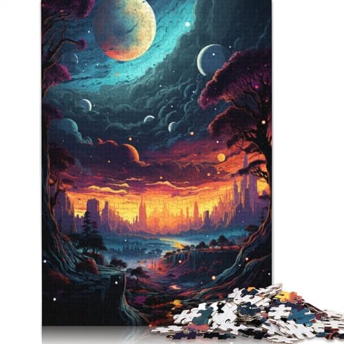 Puzzle für Erwachsene farbenfroher Psychedelischer Himmel Puzzle für Erwachsene 1000 Teile Papierpuzzle für Erwachsene und Kinder ab einem Alter von 10 Jahren Heimkunstdekor 1000 Teile (38 x 26 cm) von wuzihanptpt