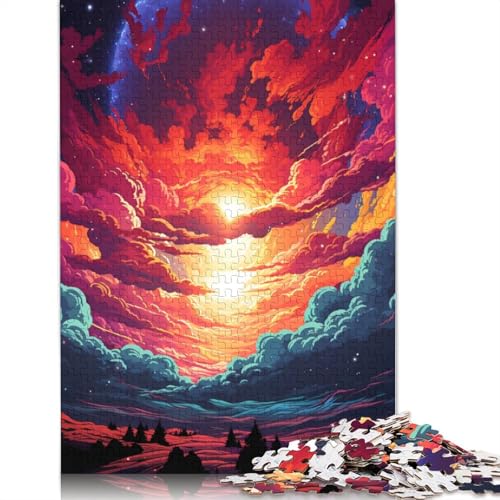 Puzzle für Erwachsene farbenfroher Psychedelischer Sonnenuntergang 1000 Teile Puzzle aus Papier Puzzle für Erwachsene und Kinder ab einem Alter von 10 Jahren anspruchsvolle Puzzles für Erwachsene von wuzihanptpt