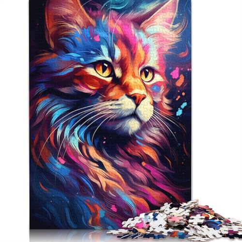 Puzzle für Erwachsene farbenfrohes Katzen-Kunst-Puzzle 1000 Teile Holzpuzzle für Erwachsene und Kinder ab 10 Jahren Heimkunstdekor 1000 Teile (75 x 50 cm) von wuzihanptpt