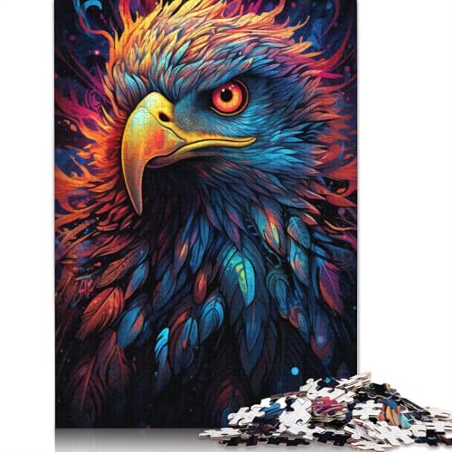 Puzzle für Erwachsene farbenfrohes psychedelisches Adler-Puzzle für Erwachsene 1000-teiliges Holzpuzzle für Erwachsene und Kinder ab einem Alter von 10 Jahren Heimkunstdekor 1000 Teile (75 x 50 cm) von wuzihanptpt