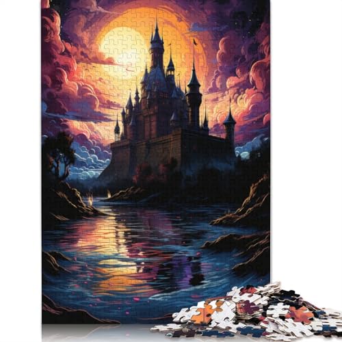 Puzzle für Erwachsene farbenfrohes psychedelisches Dunkles Nachtschloss Puzzle für Erwachsene 1000 Teile Holzpuzzle für Erwachsene und Kinder ab 10 Jahren Denksportspiel 1000 Teile (75 x 50 cm) von wuzihanptpt