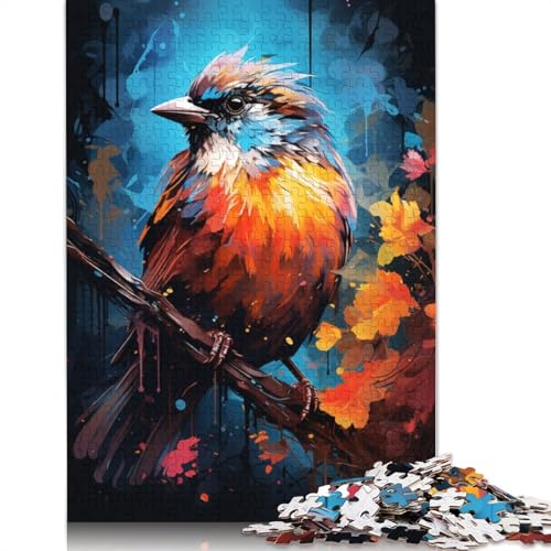 Puzzle für Erwachsene farbenfrohes psychedelisches Fantasy-Spatzen-Puzzle für Erwachsene 1000 Teile Papierpuzzle für Erwachsene und Kinder ab 10 Jahren Geschenk zum Geburtstag 1000 Teile (38 x 26 cm) von wuzihanptpt