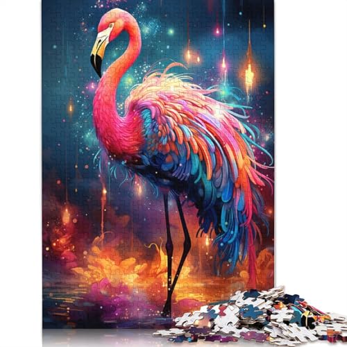 Puzzle für Erwachsene farbenfrohes psychedelisches Flamingo-Tier-Puzzle für Erwachsene 1000 Teile Papierpuzzle für Erwachsene und Kinder ab 10 Jahren Denksportspiel 1000 Teile (38 x 26 cm) von wuzihanptpt