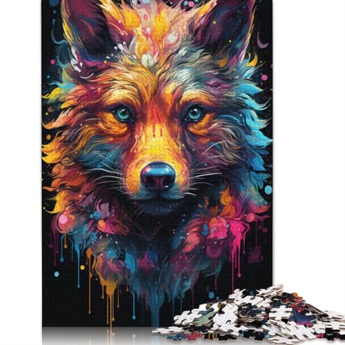 Puzzle für Erwachsene farbenfrohes psychedelisches Fuchs-Puzzle in Farbe 1000 Teile Papierpuzzle für Erwachsene und Kinder ab einem Alter von 10 Jahren Heimkunstdekor 1000 Teile (38 x 26 cm) von wuzihanptpt