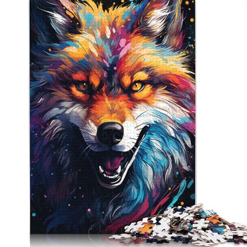 Puzzle für Erwachsene farbenfrohes psychedelisches Fuchstier 1000 Teile Puzzle aus Holz für Kinder ab Jahren Lernspiel 1000 Teile (75 x 50 cm) von wuzihanptpt