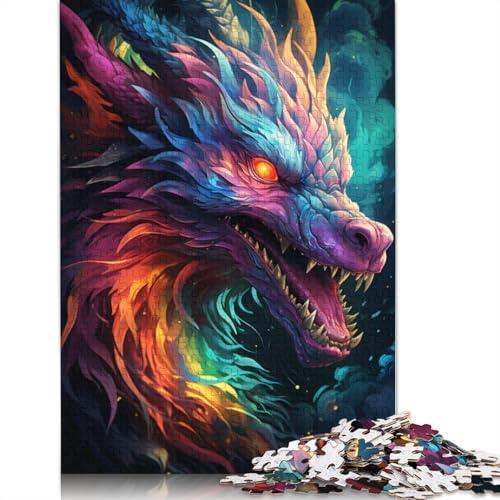 Puzzle für Erwachsene farbenfrohes psychedelisches Galaxie-Drachen-Puzzle für Erwachsene 1000-teiliges Holzpuzzle für Erwachsene und Kinder ab 10 Jahren Denksportspiel 1000 Teile (75 x 50 cm) von wuzihanptpt