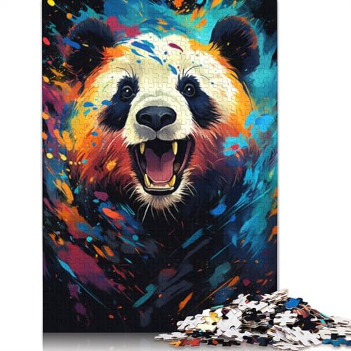 Puzzle für Erwachsene farbenfrohes psychedelisches Gemälde Panda-Puzzle für Erwachsene 1000-teiliges Holzpuzzle für Erwachsene und Kinder ab 10 Jahren Heimkunstdekor 1000 Teile (75 x 50 cm) von wuzihanptpt