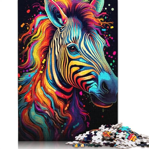 Puzzle für Erwachsene farbenfrohes psychedelisches Gemälde Zebra-Puzzle für Erwachsene 1000 Teile Holzpuzzle für Erwachsene und Kinder ab 10 Jahren Denksportspiel 1000 Teile (75 x 50 cm) von wuzihanptpt